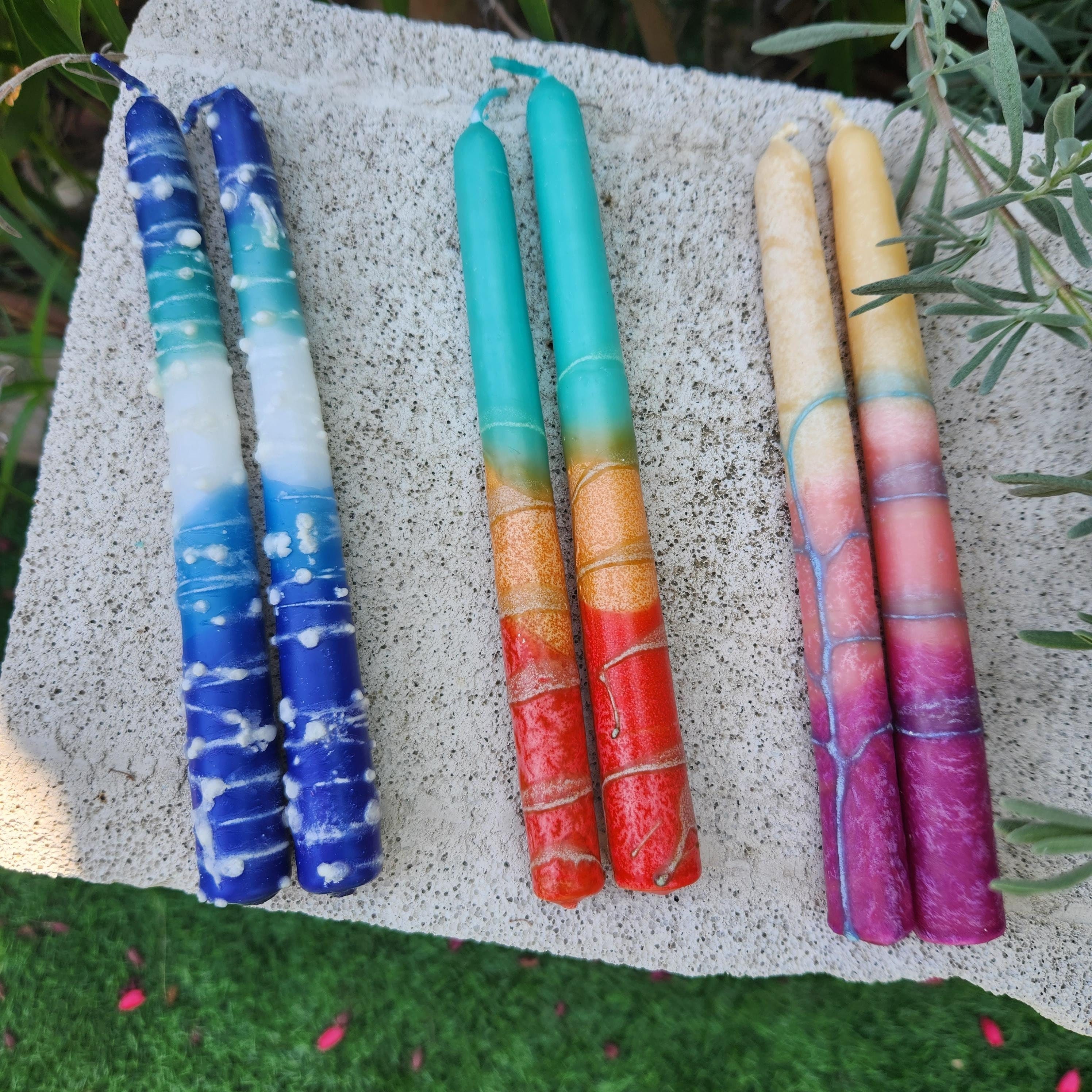 Shabbat Kiddush Candles Handmade Beeswax Candles for Shabbat Kosher Candles Shabbat Candles Hand Made in Israel Art Judaica Shabbat Shalom