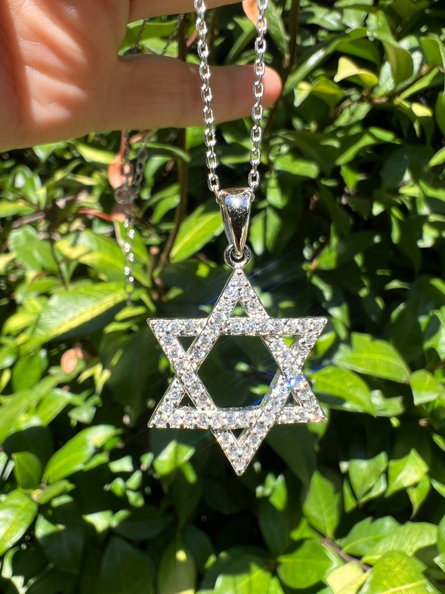 CZ Star of David Necklace Israel 925 Sterling Silver