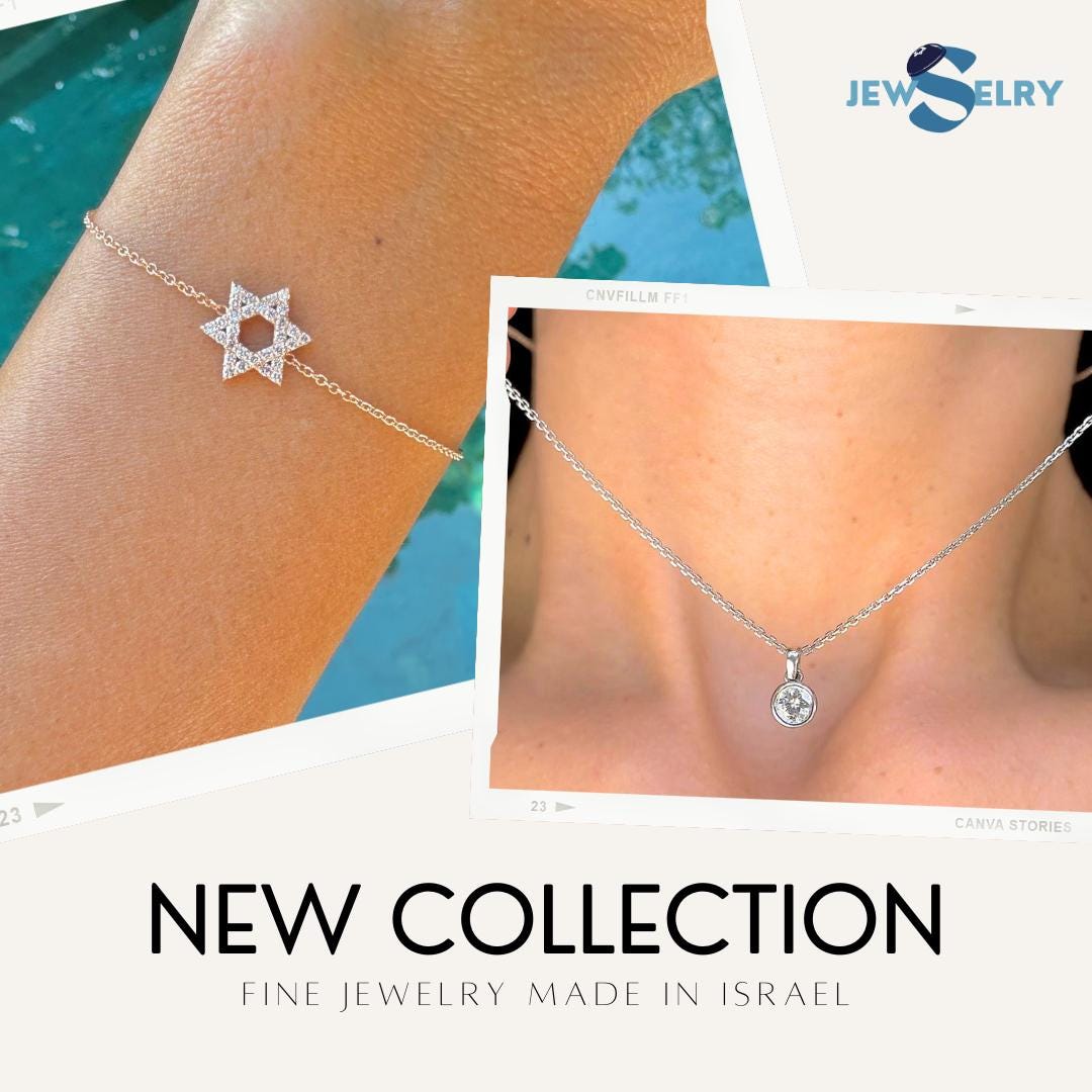 Diamonds Magen David Necklace 14k Solid Gold