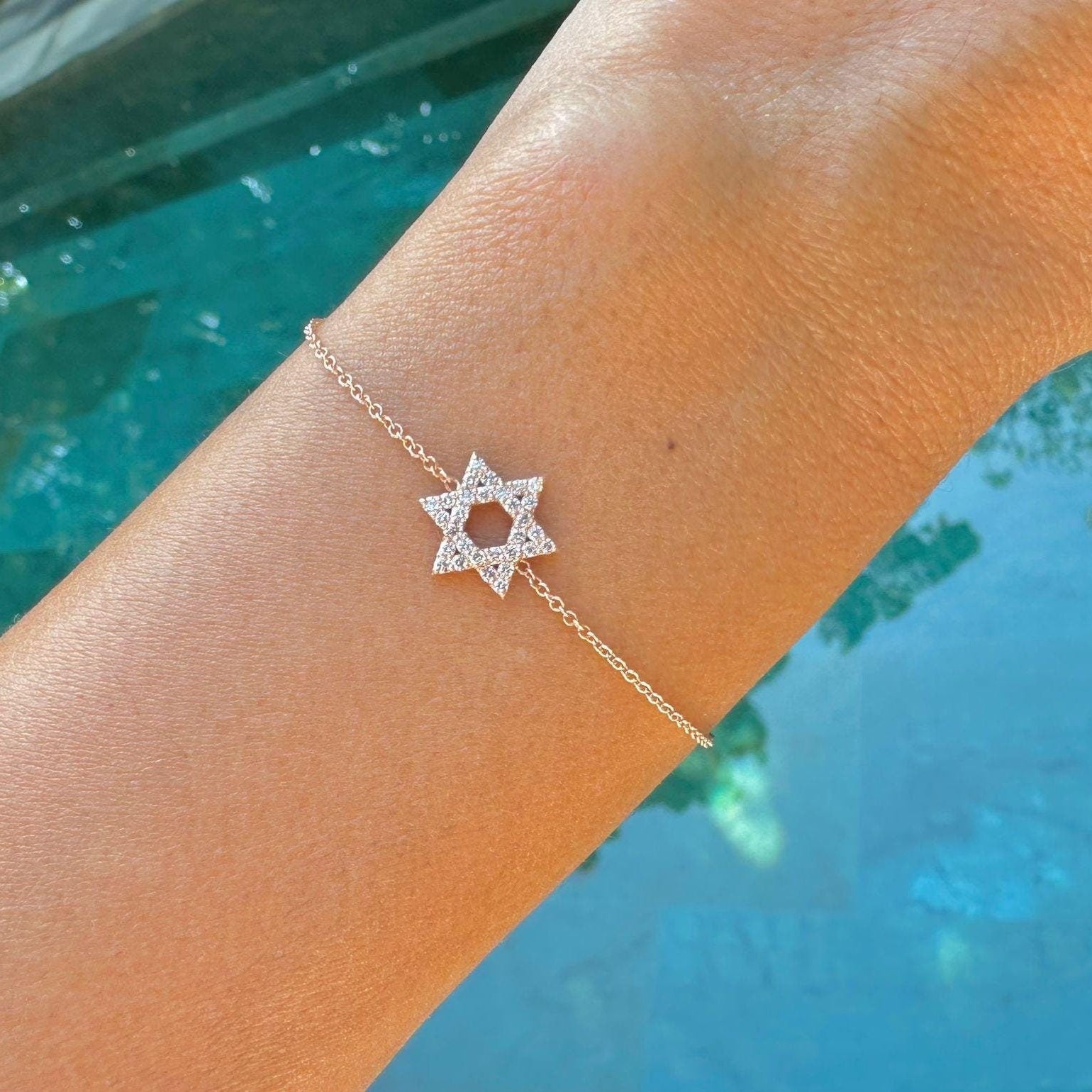 Magen David Bracelet Diamonds Gold Bracelet Star of David Lab Diamonds Judaica Gift Made is Israel Jewelry Jewish Jewelry Judaica Bracelet