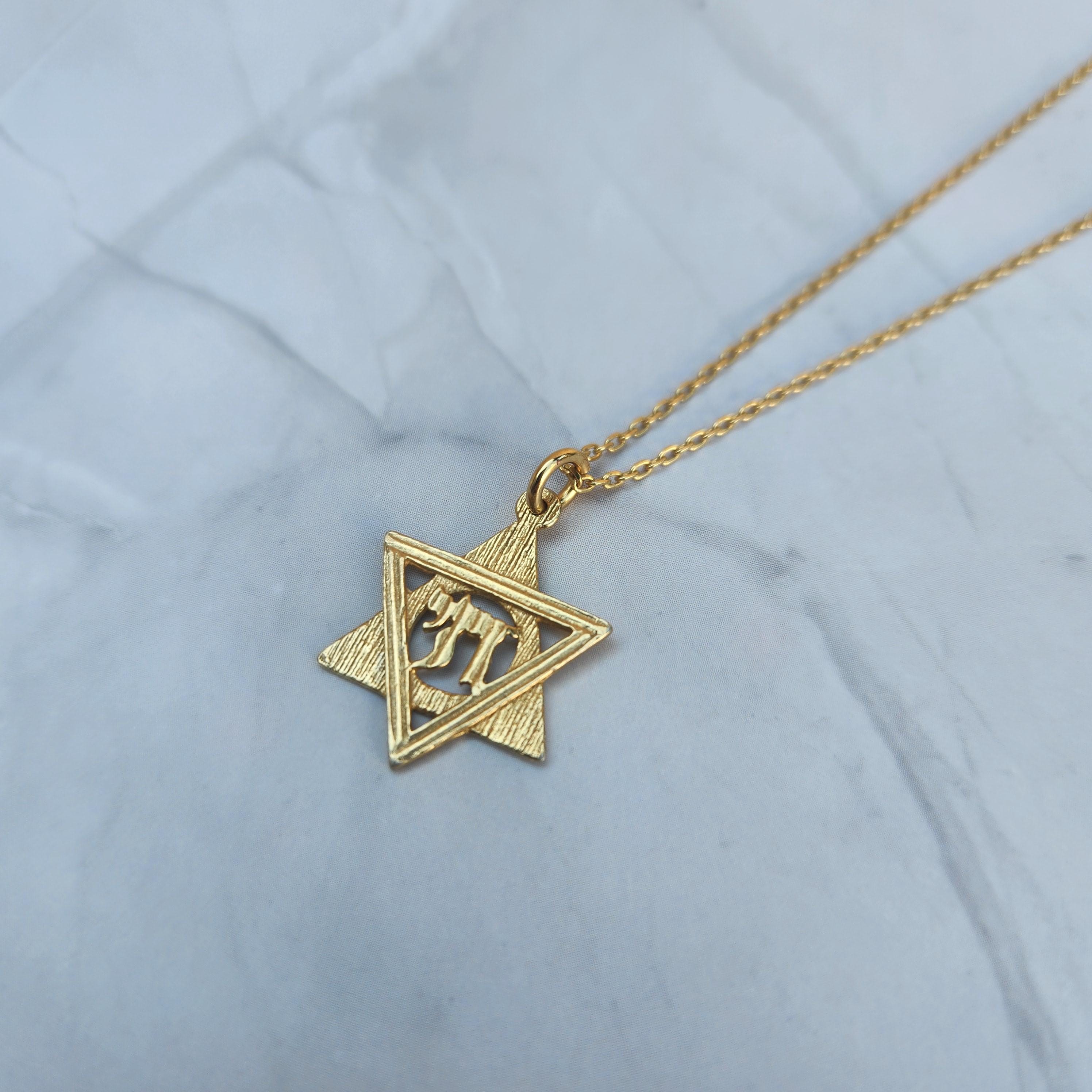 Goldfilled Jewish Star Necklace Chai