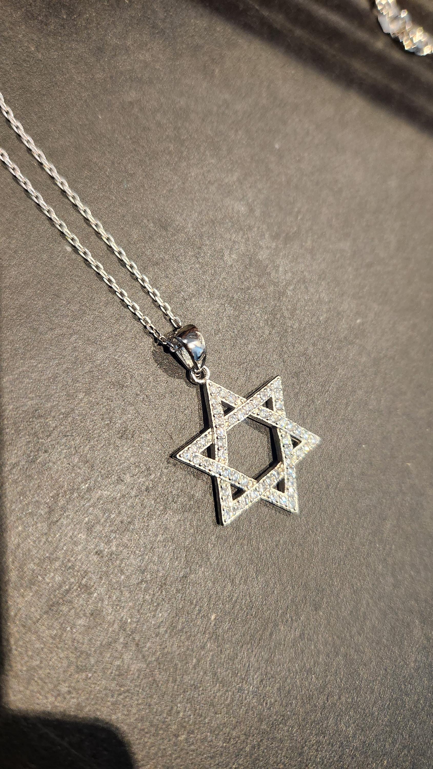 CZ Star of David Necklace Israel 925 Sterling Silver