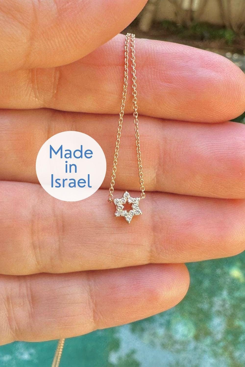 Diamonds Magen David Necklace 14k Solid Gold