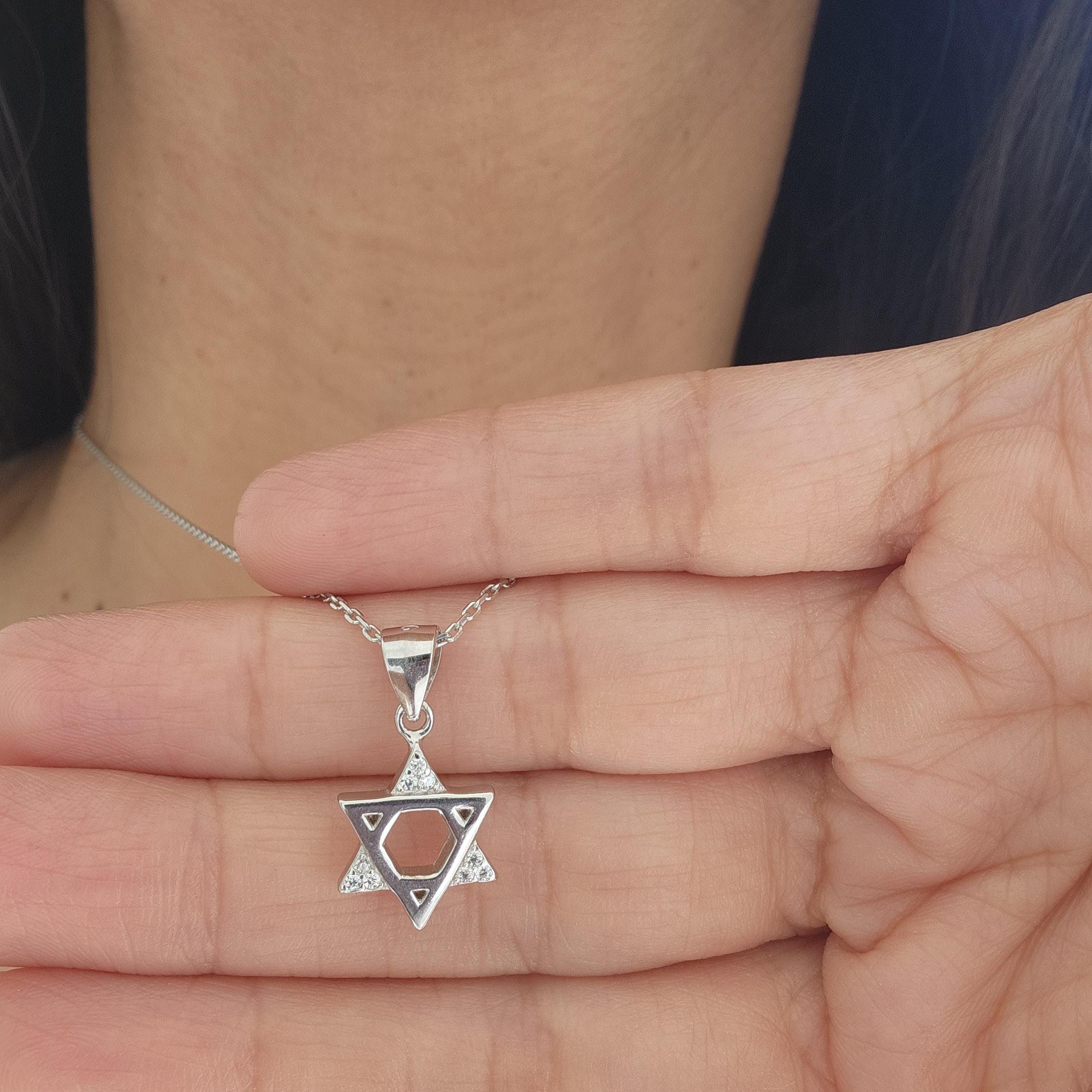 CZ Star of David Necklace Israel 925 Sterling Silver