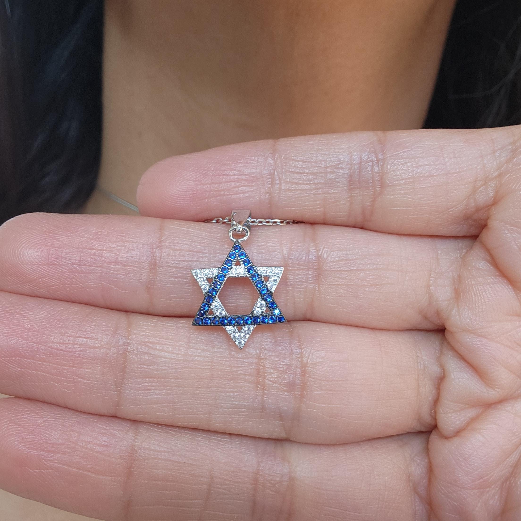 CZ Star of David Necklace Israel 925 Sterling Silver