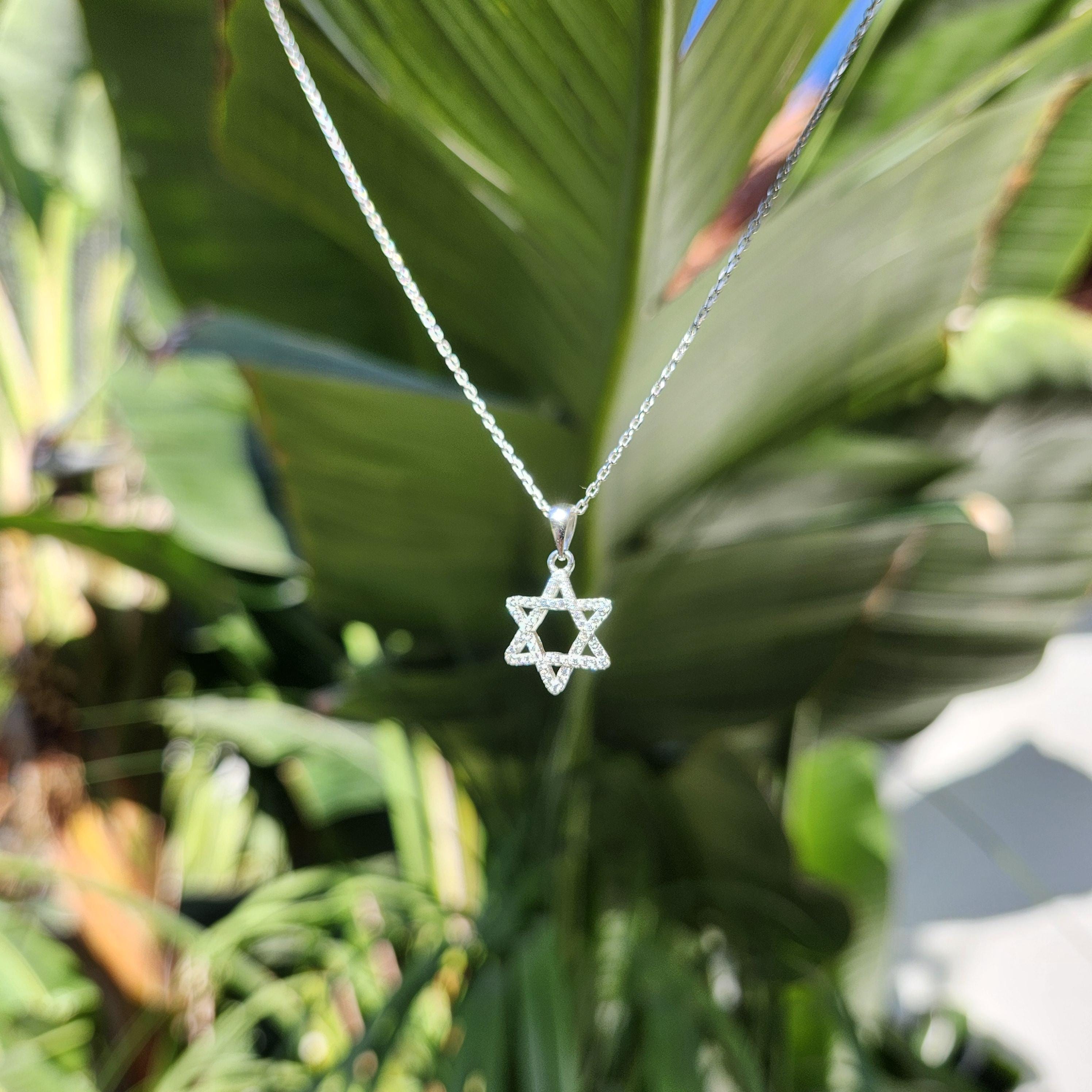 CZ Star of David Necklace Israel 925 Sterling Silver