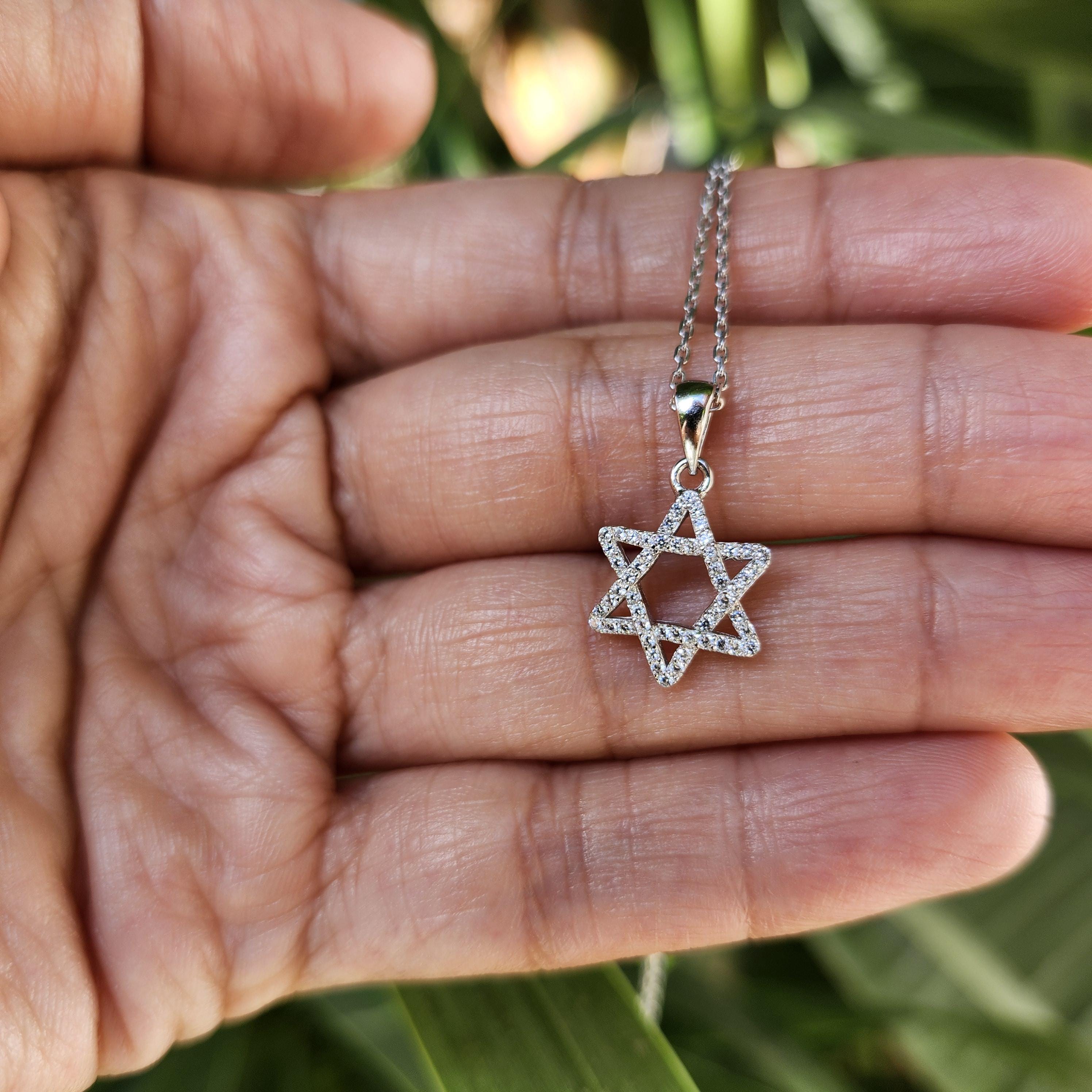 CZ Star of David Necklace Israel 925 Sterling Silver