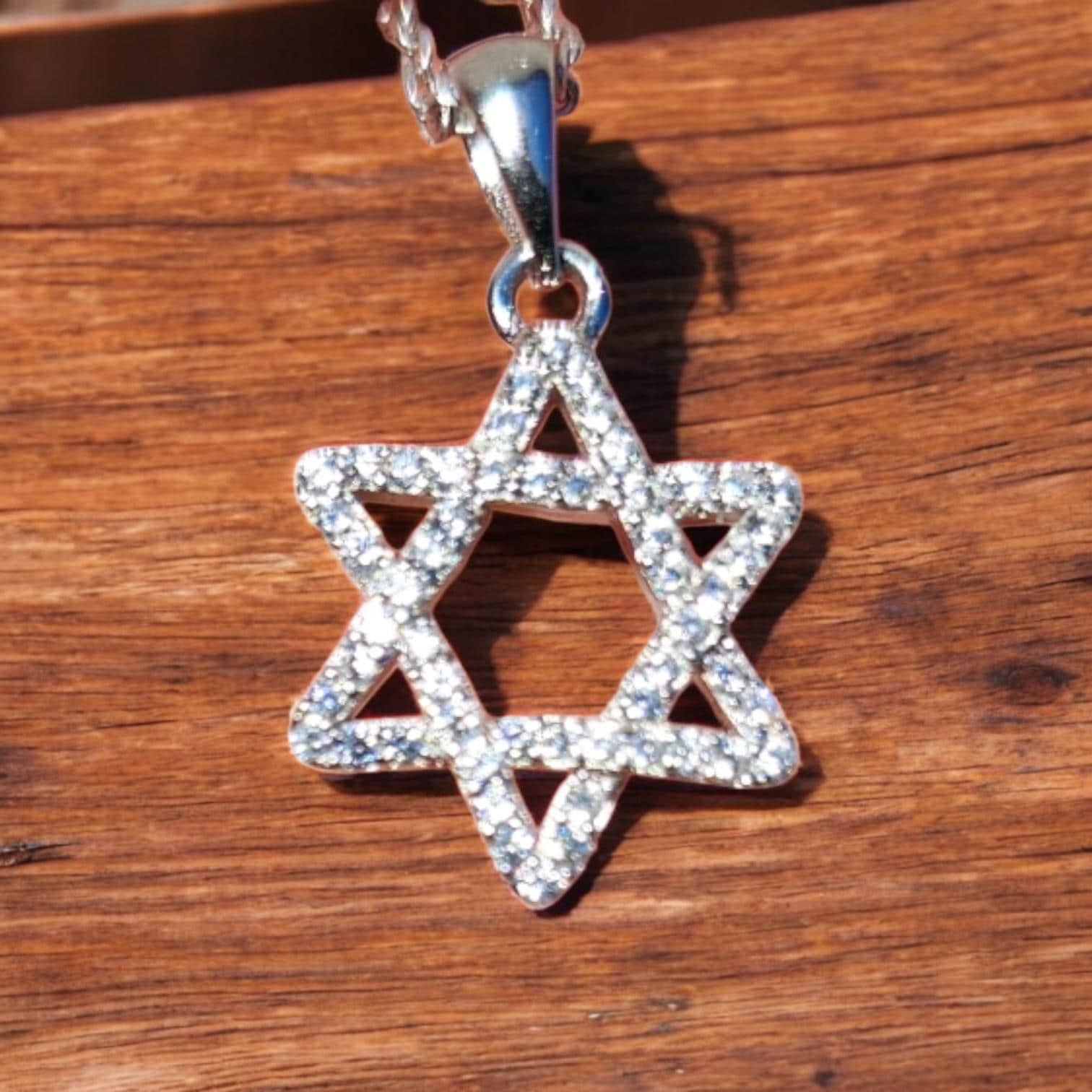 CZ Star of David Necklace Israel 925 Sterling Silver