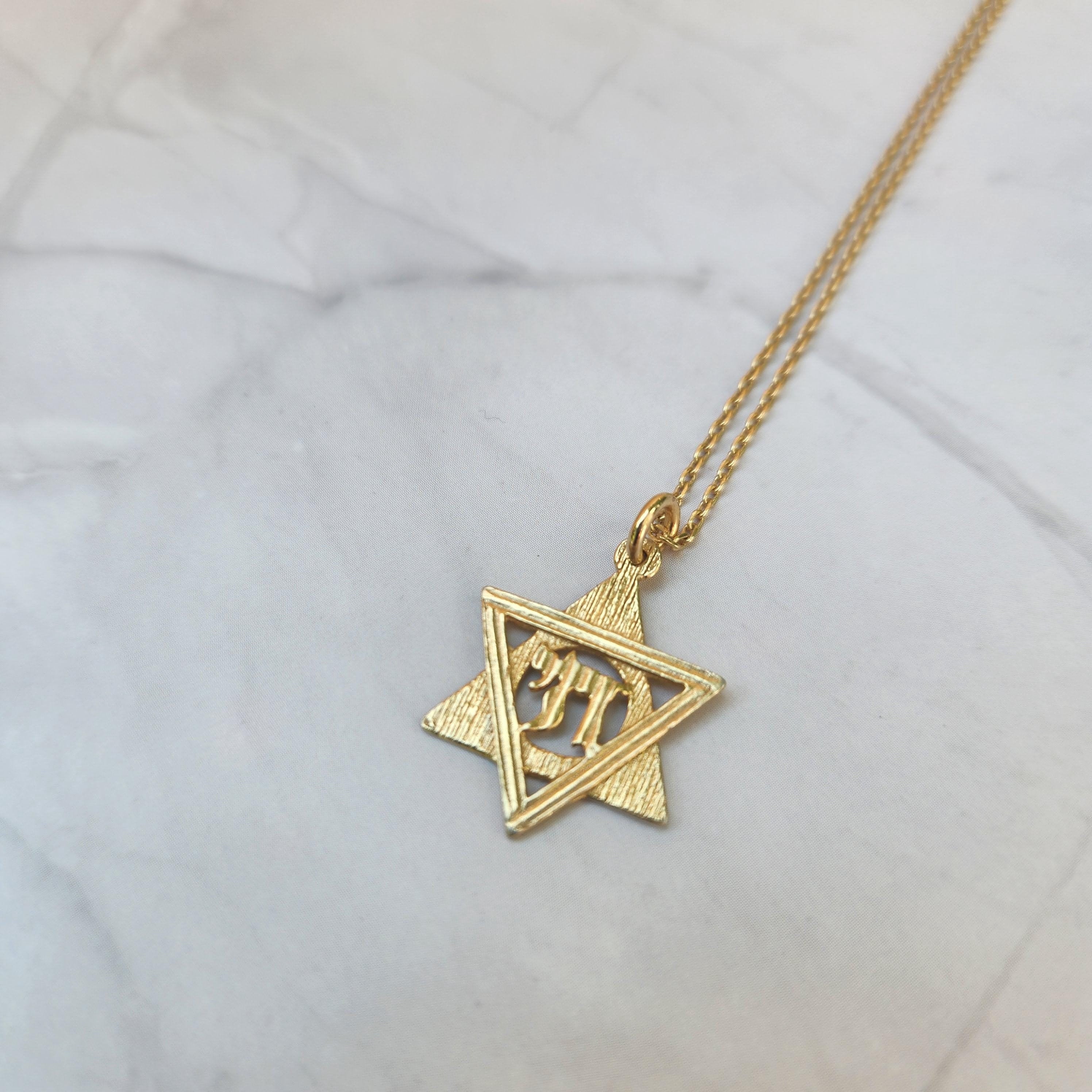 Goldfilled Jewish Star Necklace Chai