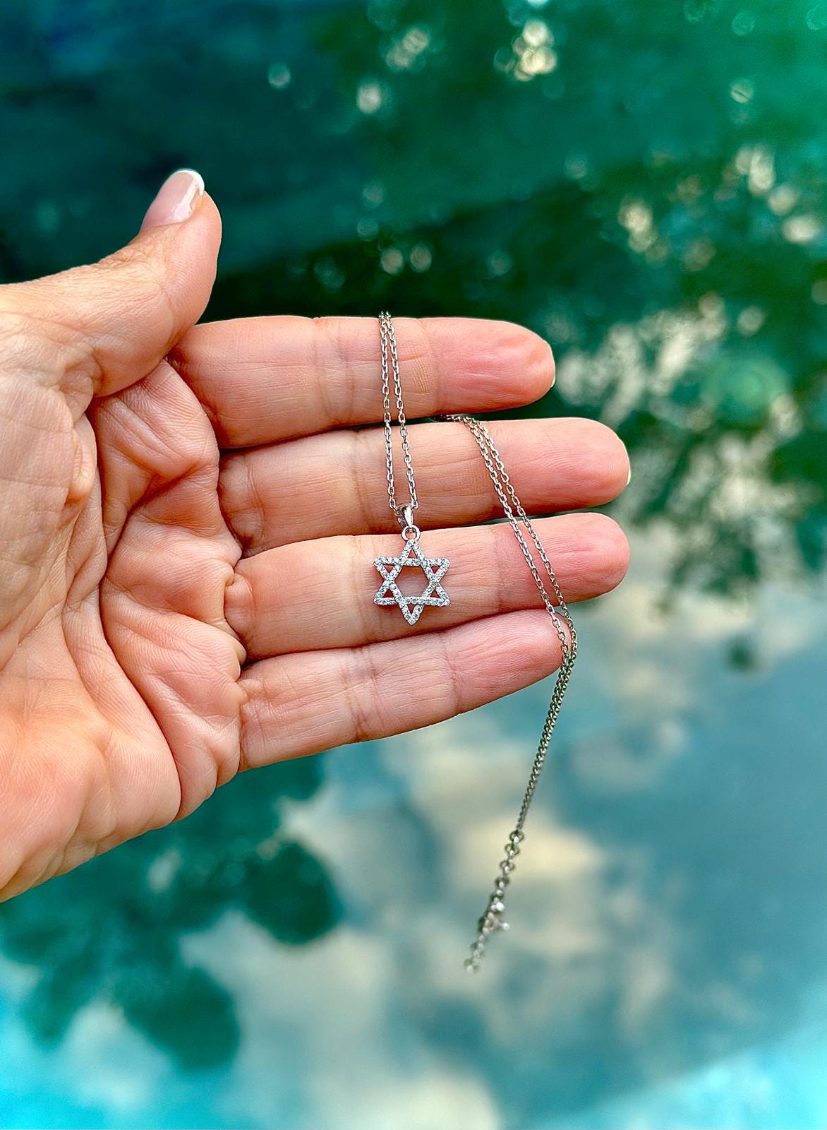 Diamonds Magen David Necklace 14k Solid Gold