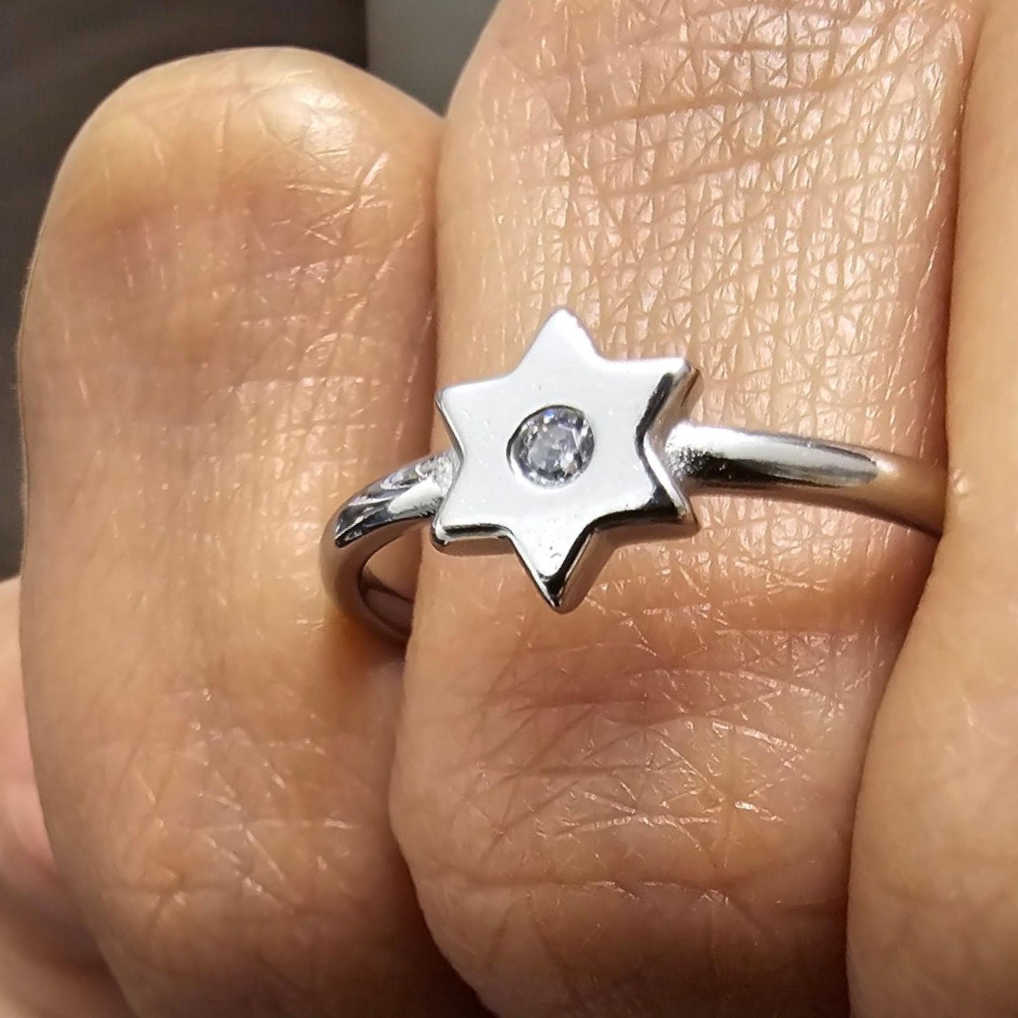 Star of David Diamond Ring Israel Jewelry White Gold Jewish Star Ring Judaica Gift Jewish Ring Judaica Jewelry Ring Jewelry Magen David Ring