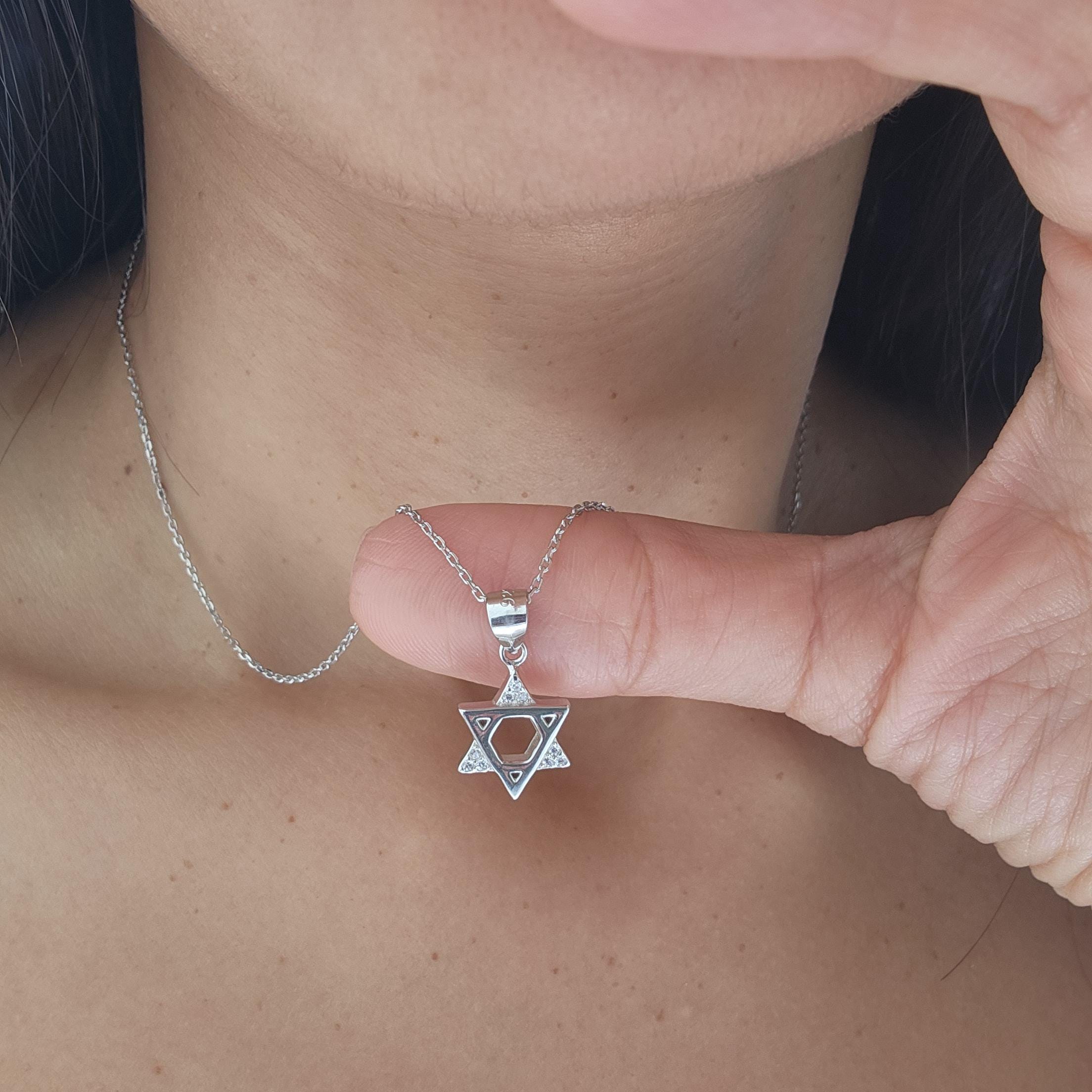 CZ Star of David Necklace Israel 925 Sterling Silver