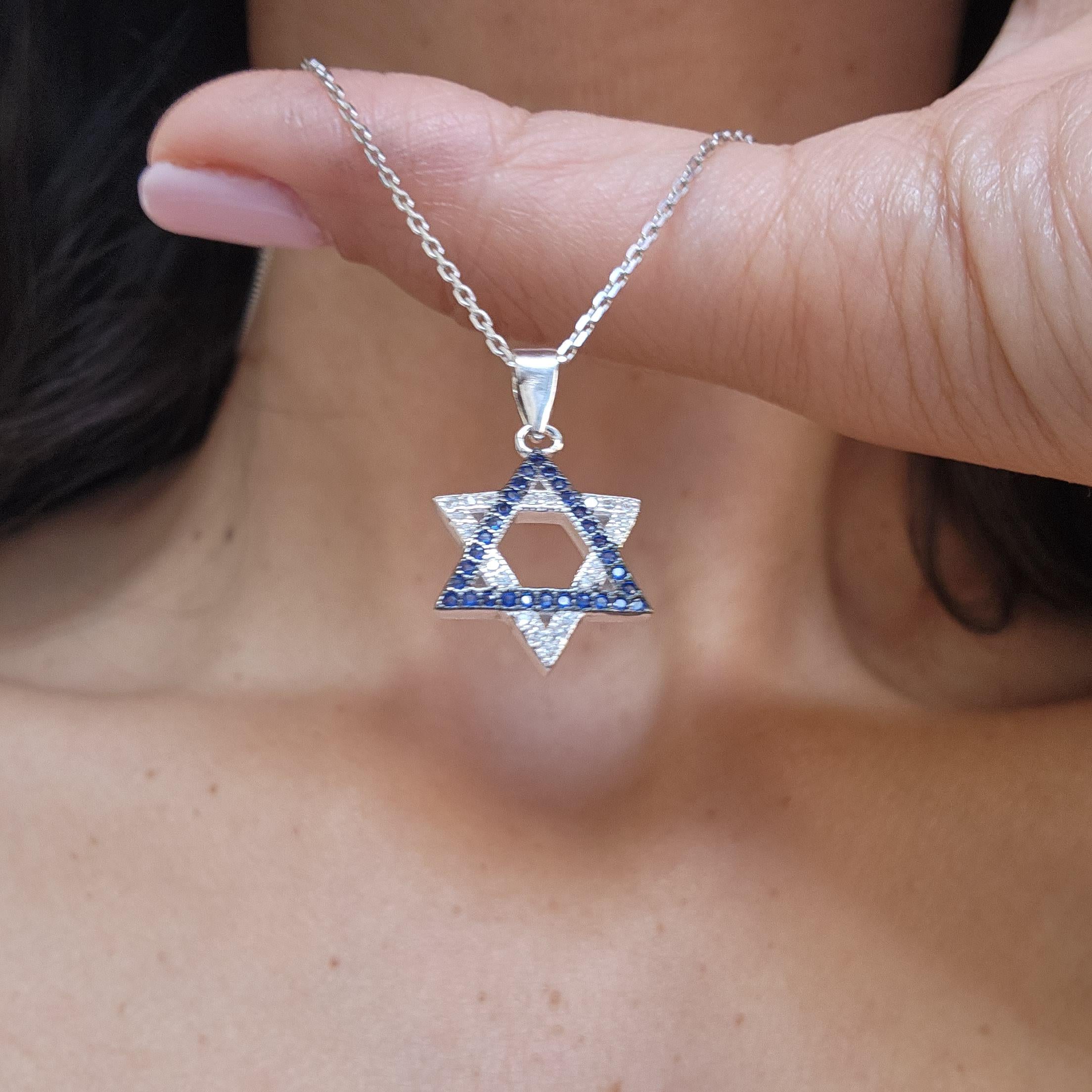 CZ Star of David Necklace Israel 925 Sterling Silver