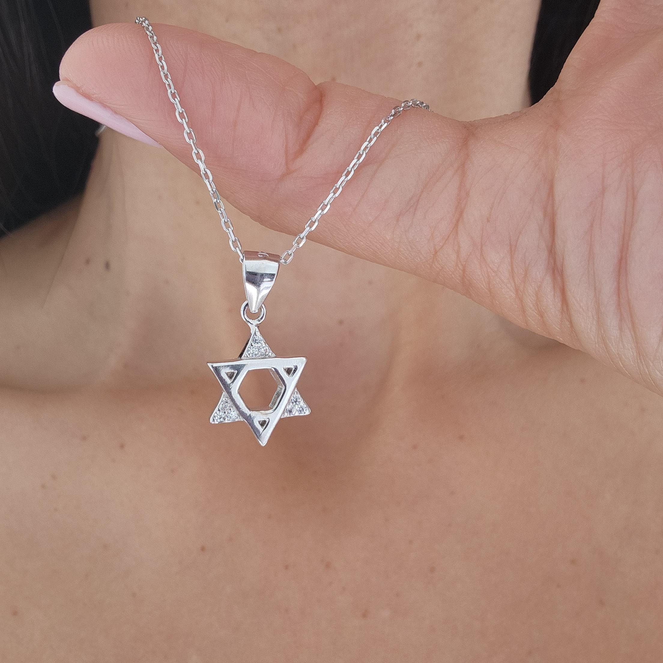 CZ Star of David Necklace Israel 925 Sterling Silver