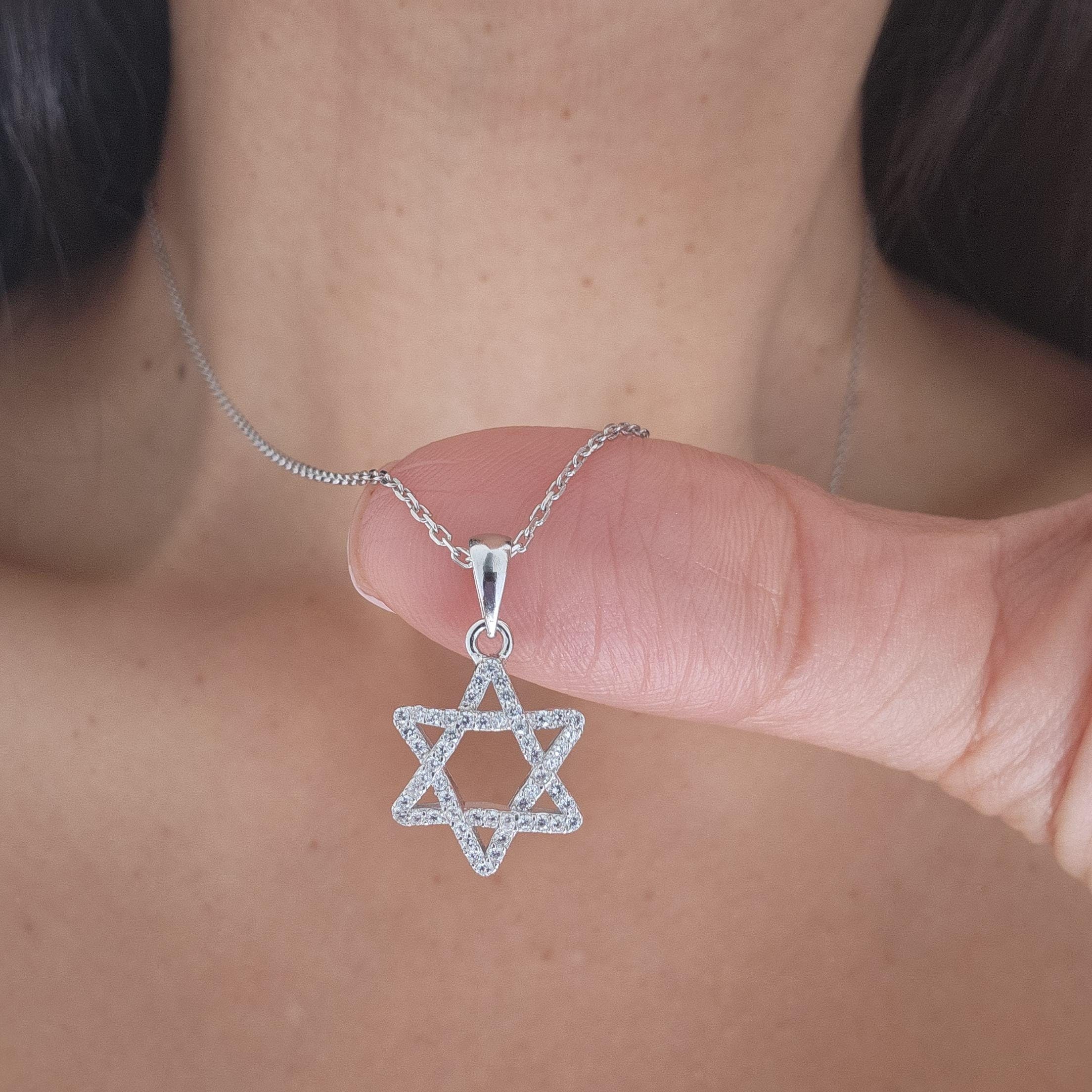 CZ Star of David Necklace Israel 925 Sterling Silver