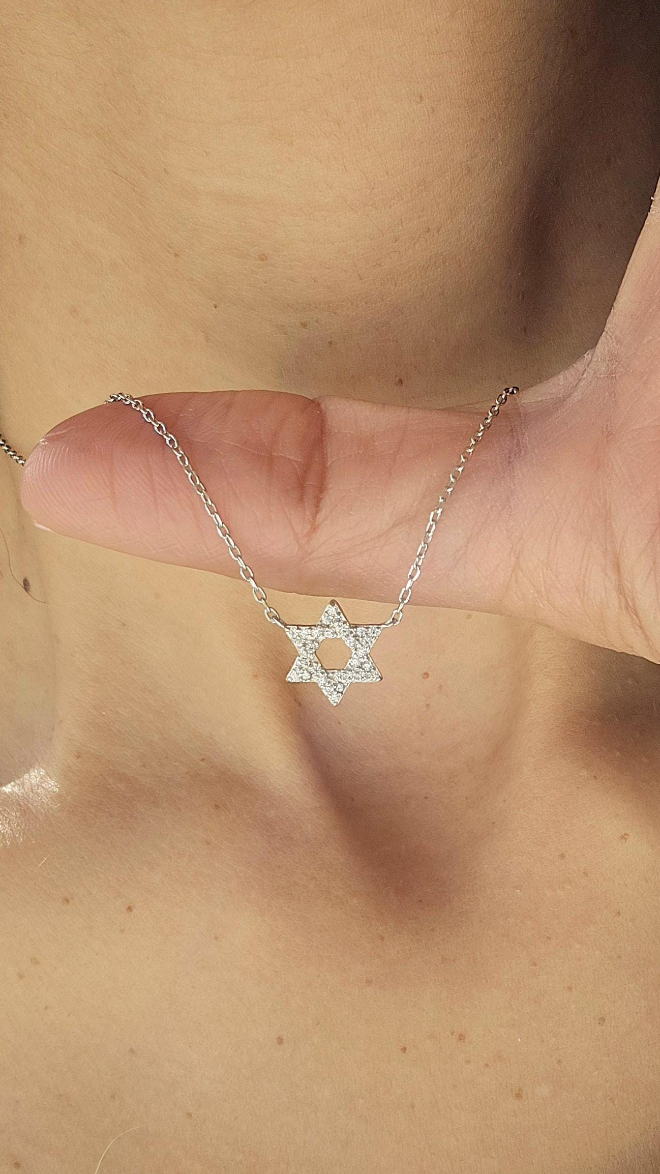 CZ Star of David Necklace Israel 925 Sterling Silver