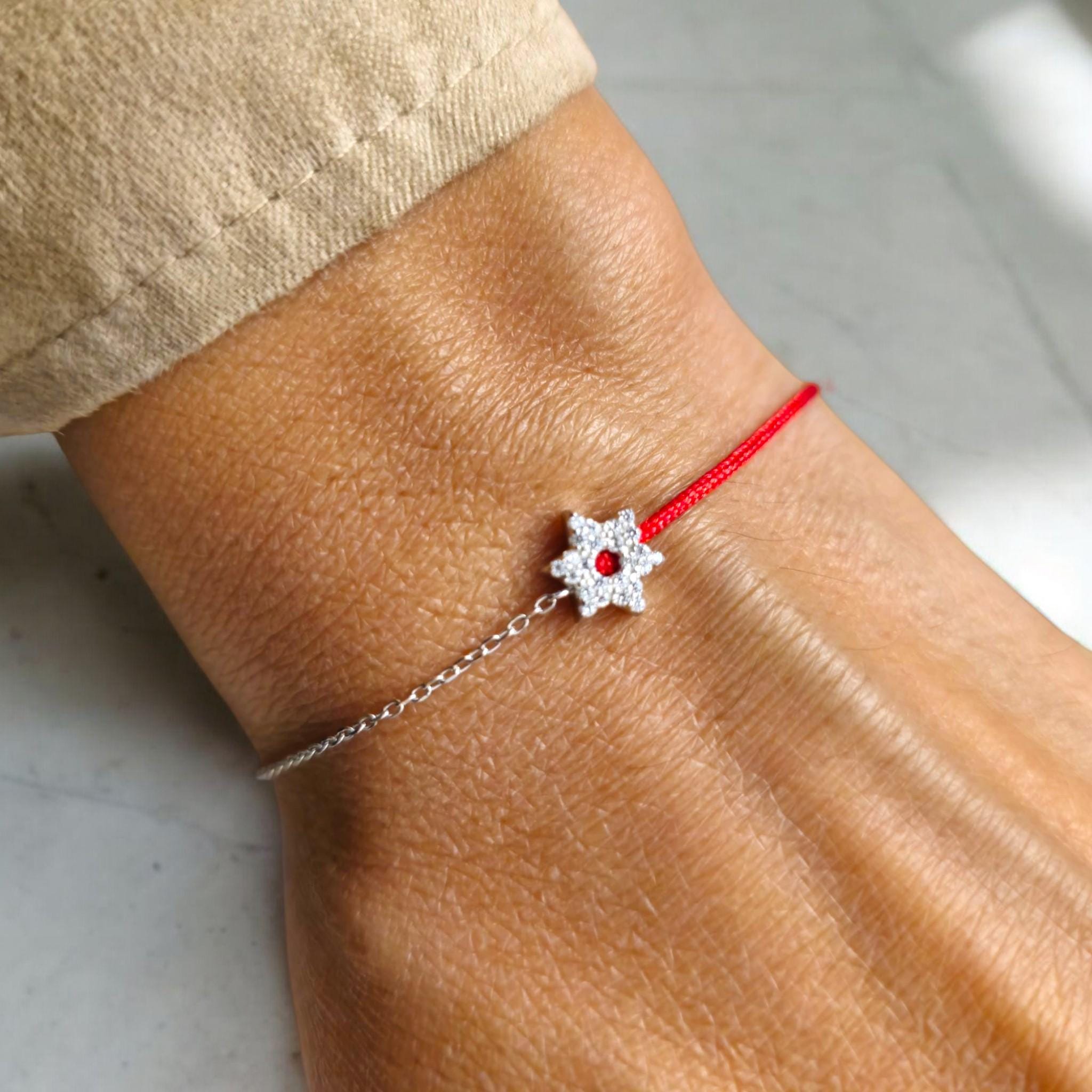 Magen David Bracelet Israel Bracelet 925 Sterling Silver Bracelet Judaica Gift Made in Israel Jewelry Jewish Jewelry Judaica Bracelet Red