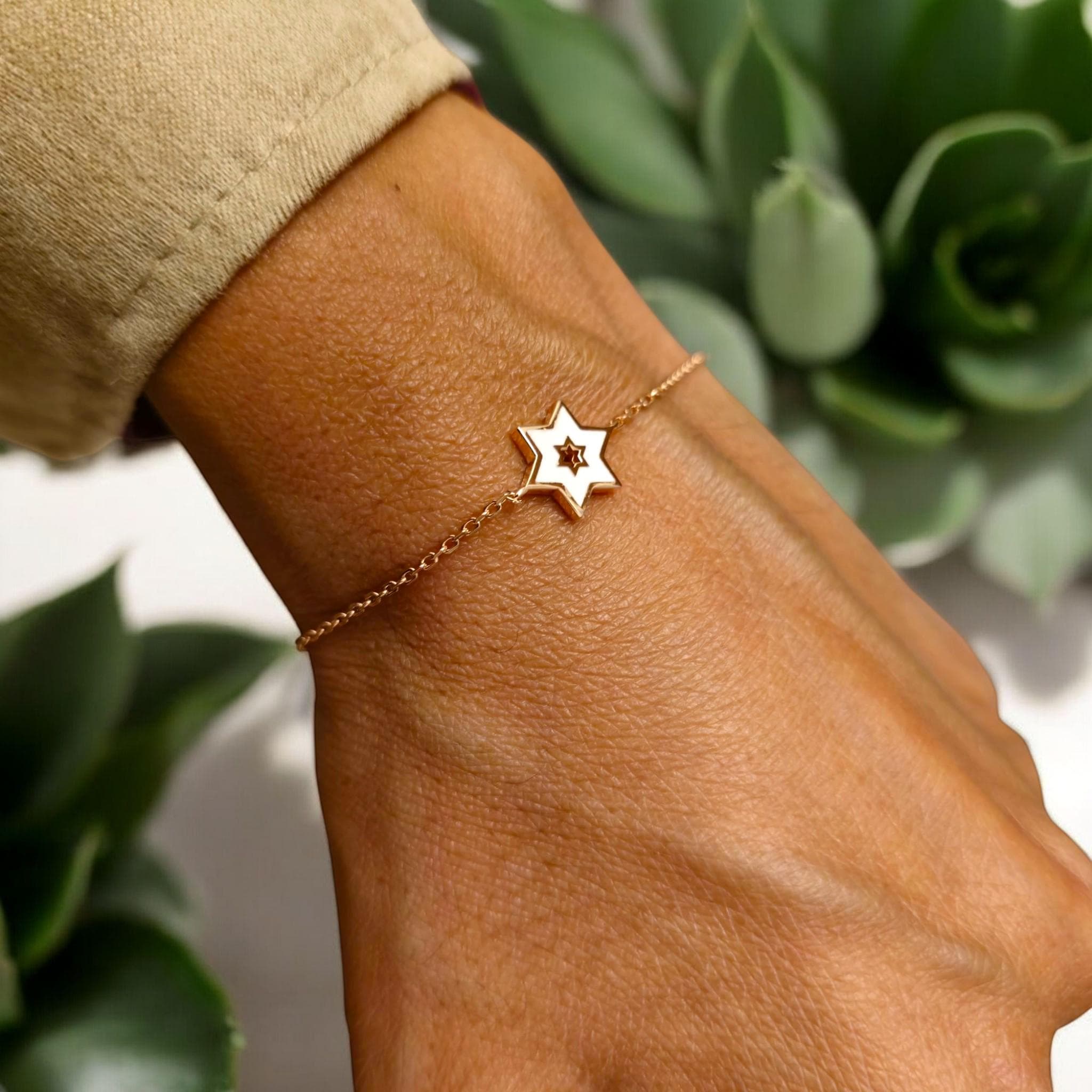 Magen David Bracelet Israel Bracelet Rose Gold Bracelet Judaica Gift Made in Israel Jewelry Jewish Jewelry Judaica Bracelet