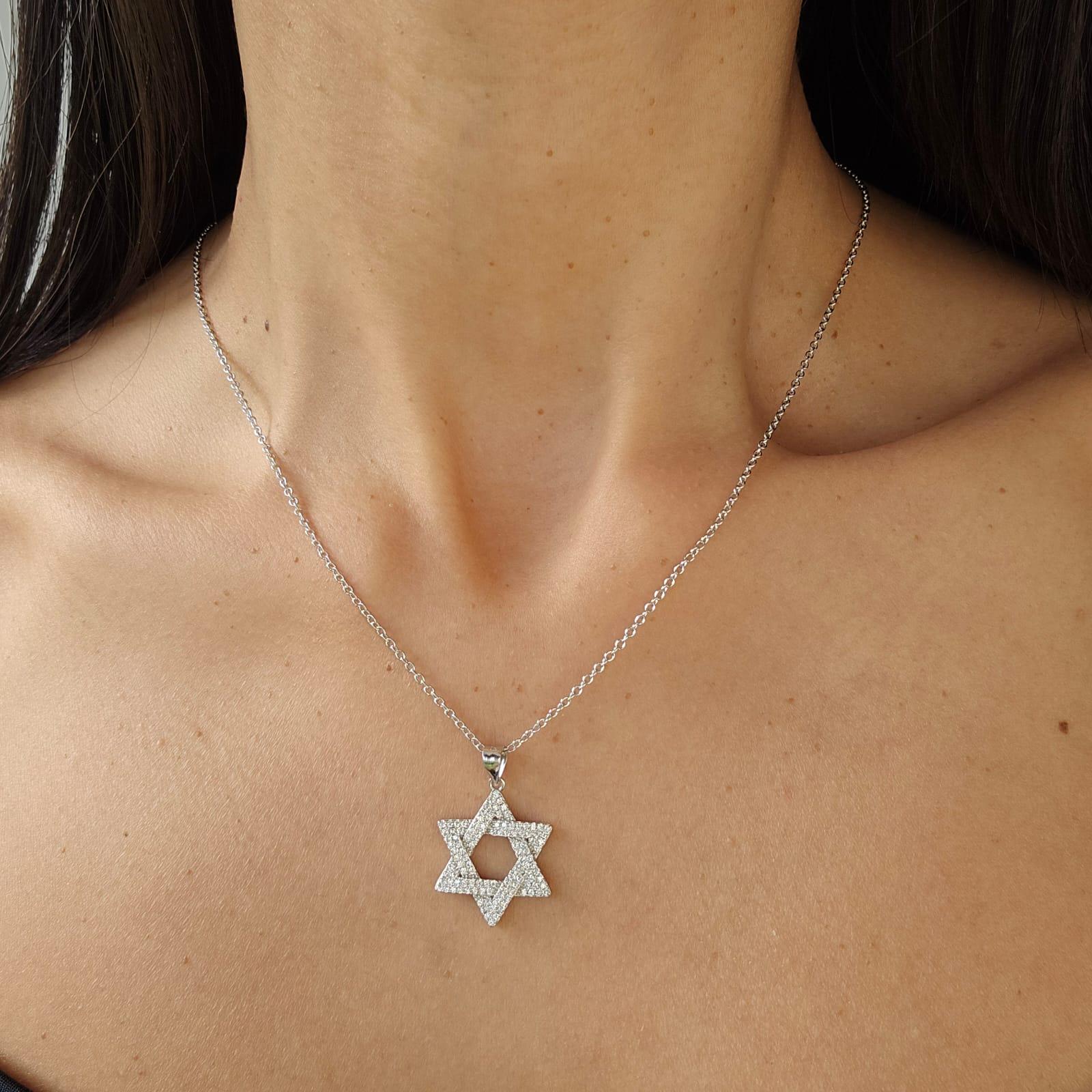 CZ Star of David Necklace Israel 925 Sterling Silver