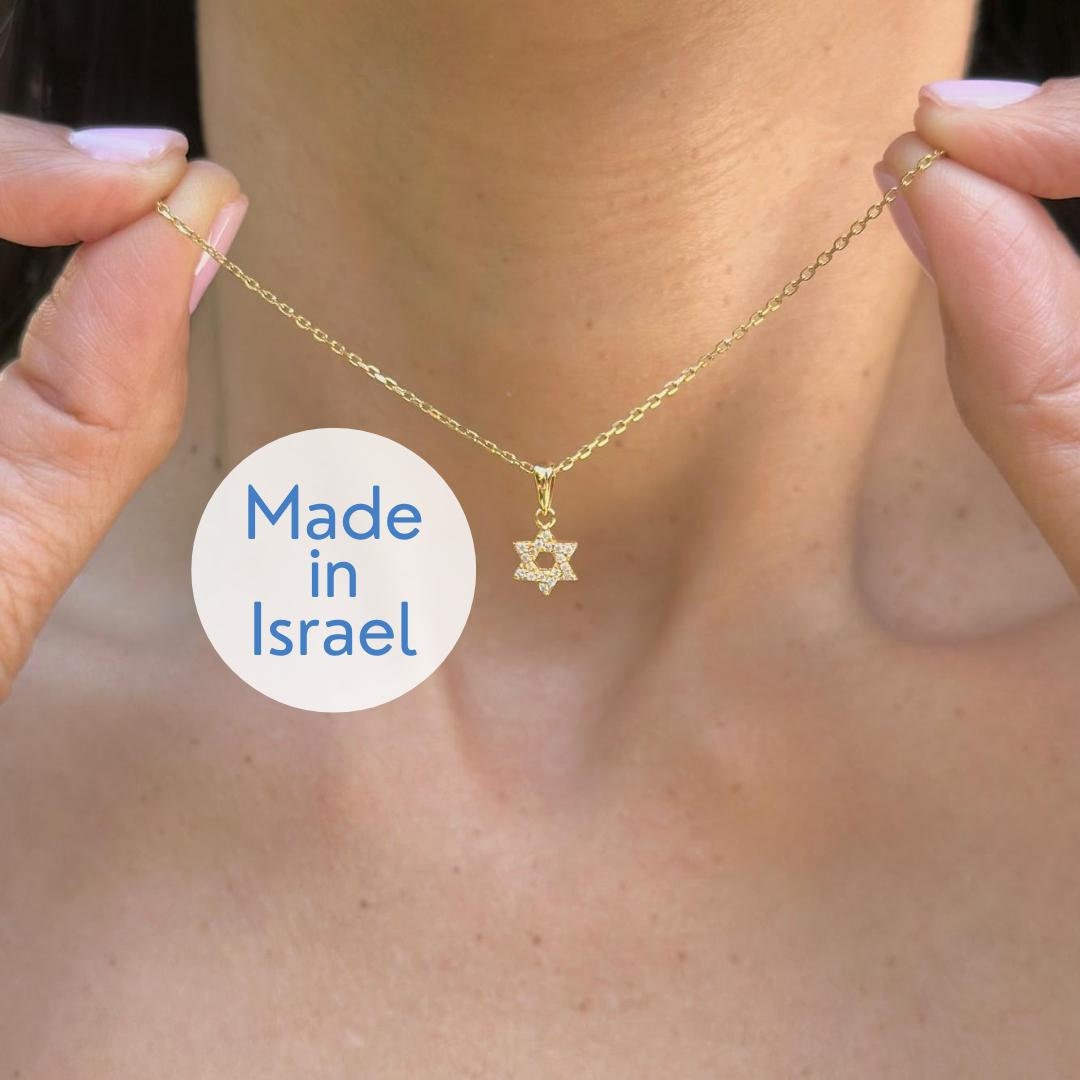 Diamonds Magen David Necklace 14k Solid Gold