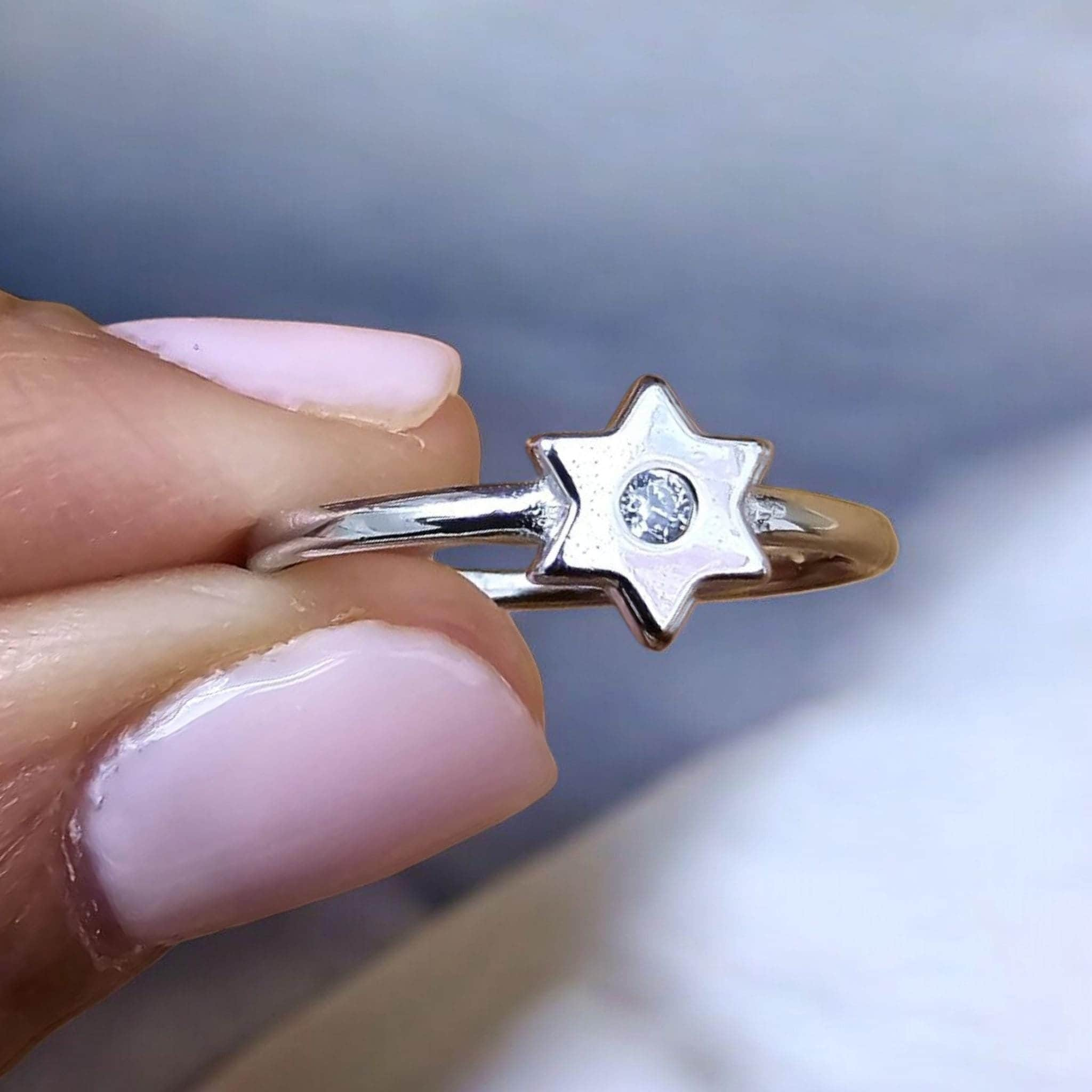 Star of David Diamond Ring Israel Jewelry White Gold Jewish Star Ring Judaica Gift Jewish Ring Judaica Jewelry Ring Jewelry Magen David Ring