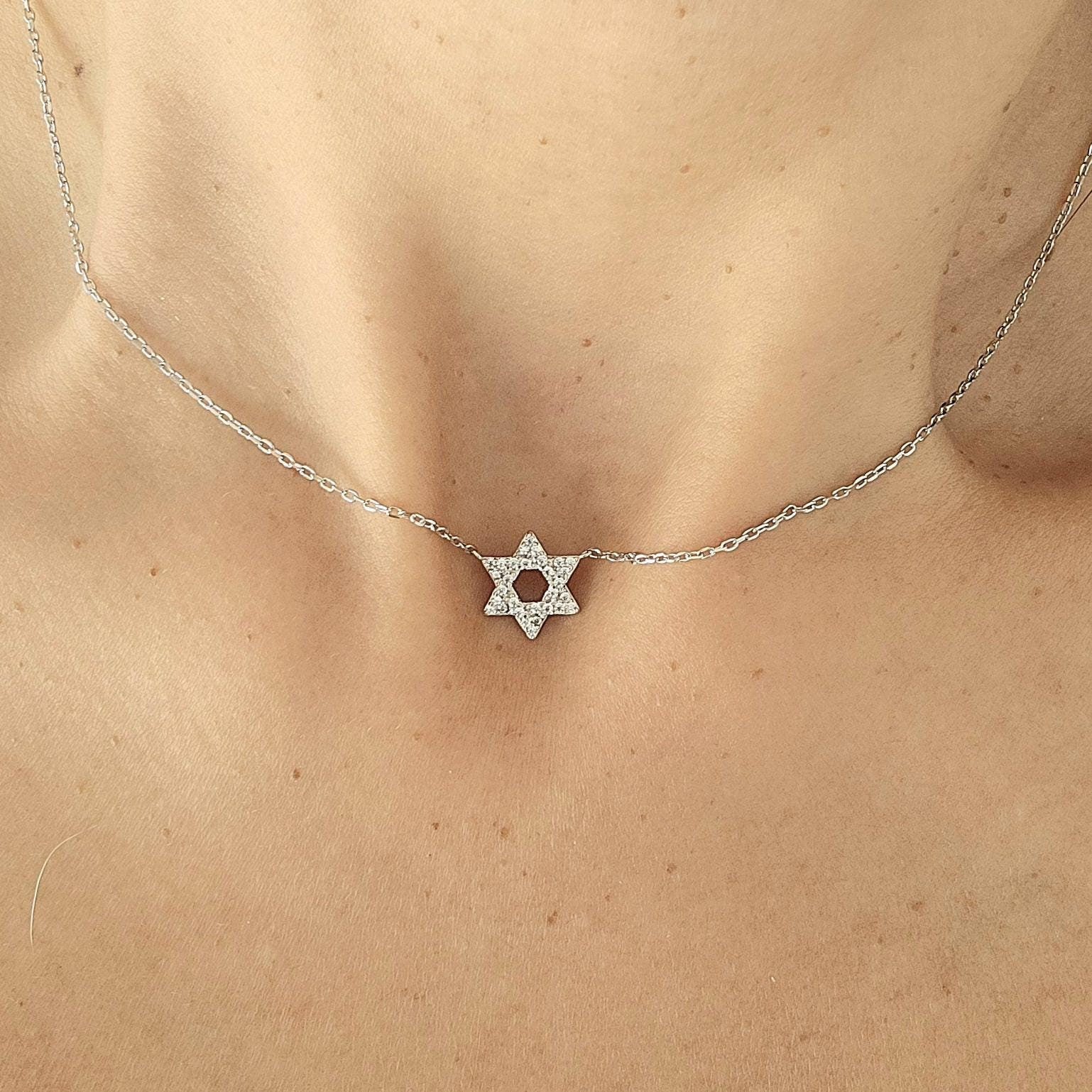 CZ Star of David Necklace Israel 925 Sterling Silver