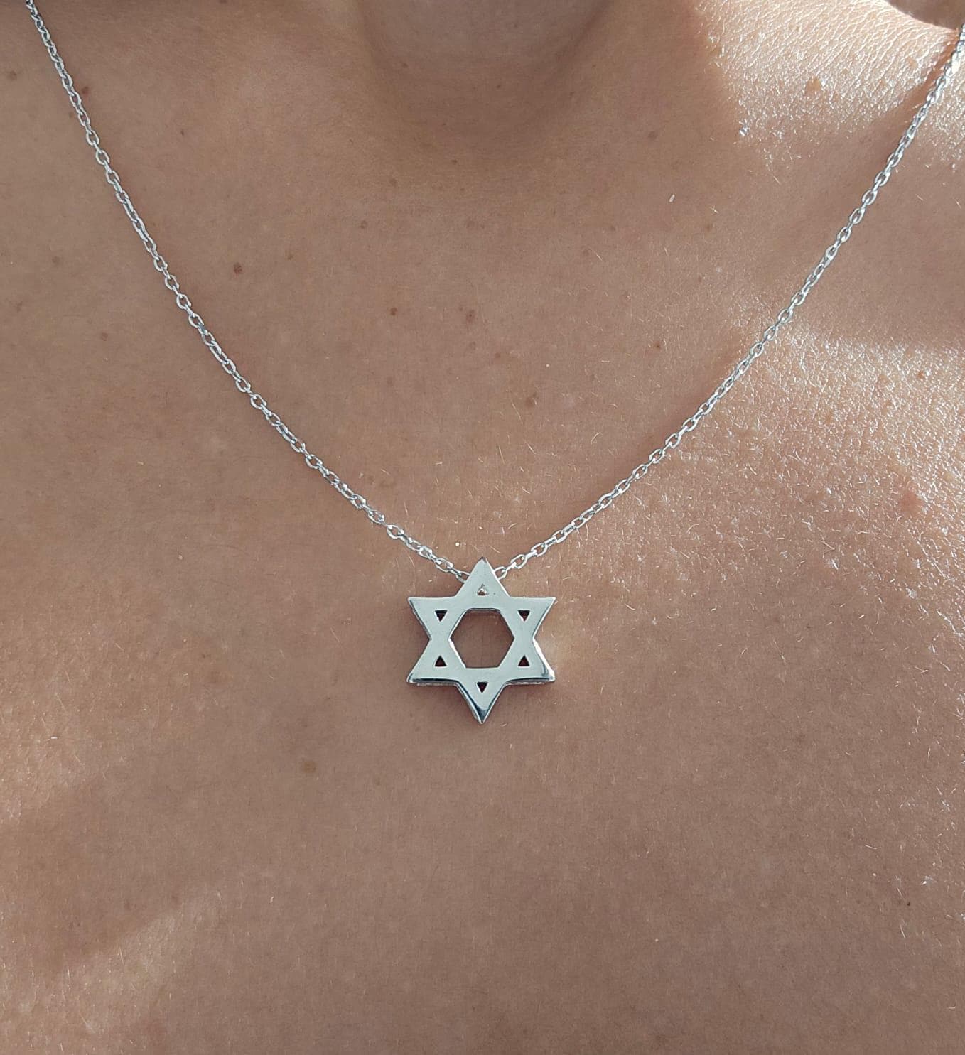 CZ Star of David Necklace Israel 925 Sterling Silver