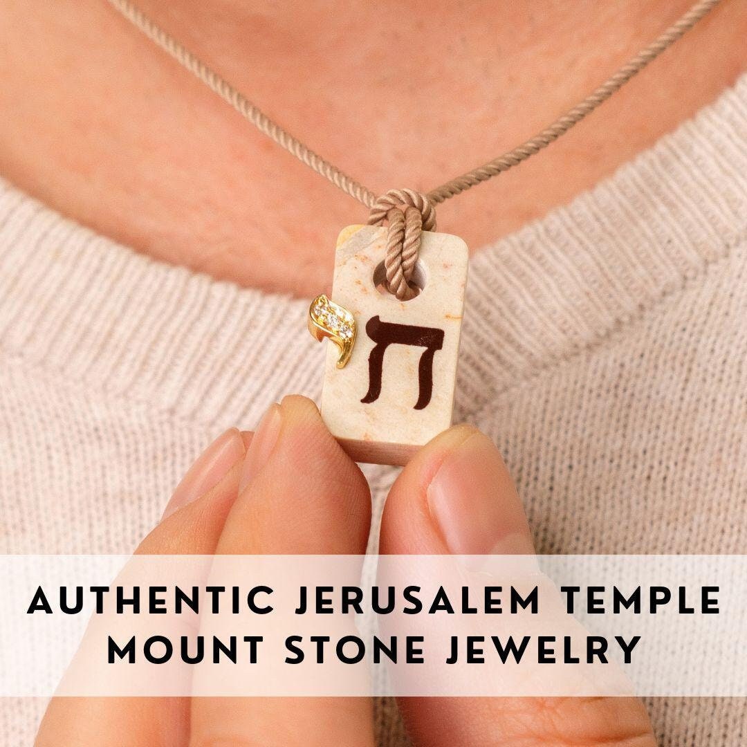 Chai Necklace Jerusalem Stone Necklace Israel Necklace Diamonds Temple Mount