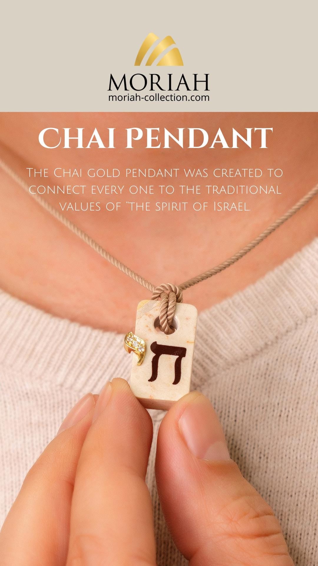 Chai Necklace Jerusalem Stone Necklace Israel Necklace Diamonds Temple Mount